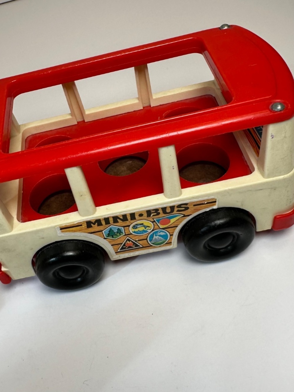 Vintage Fisher Price Mini Bus FP-141 1969 Little People Toy Red White USA - Picture 11 of 11